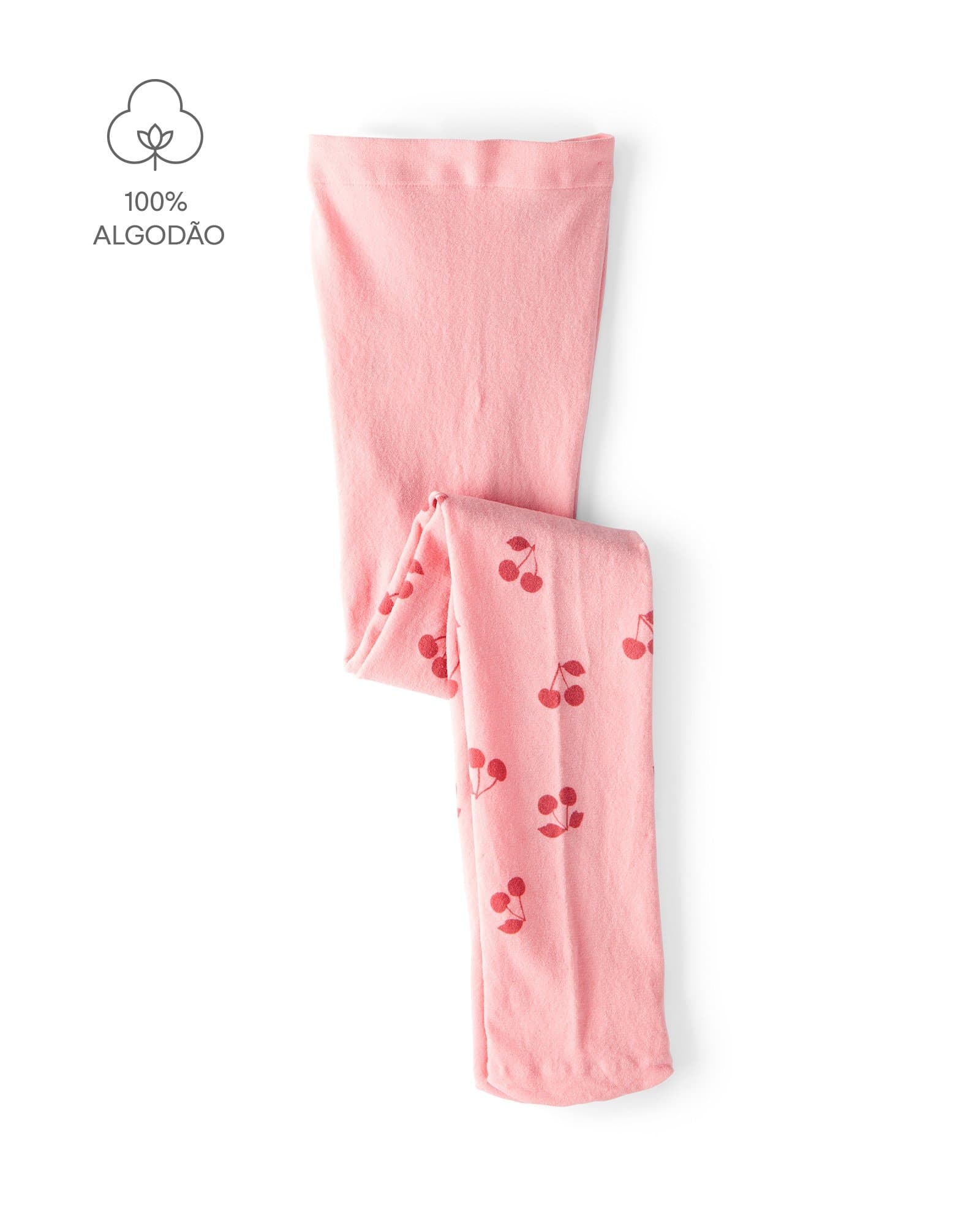 Meia-Calça Infantil Menina Cereja Rosa Claro