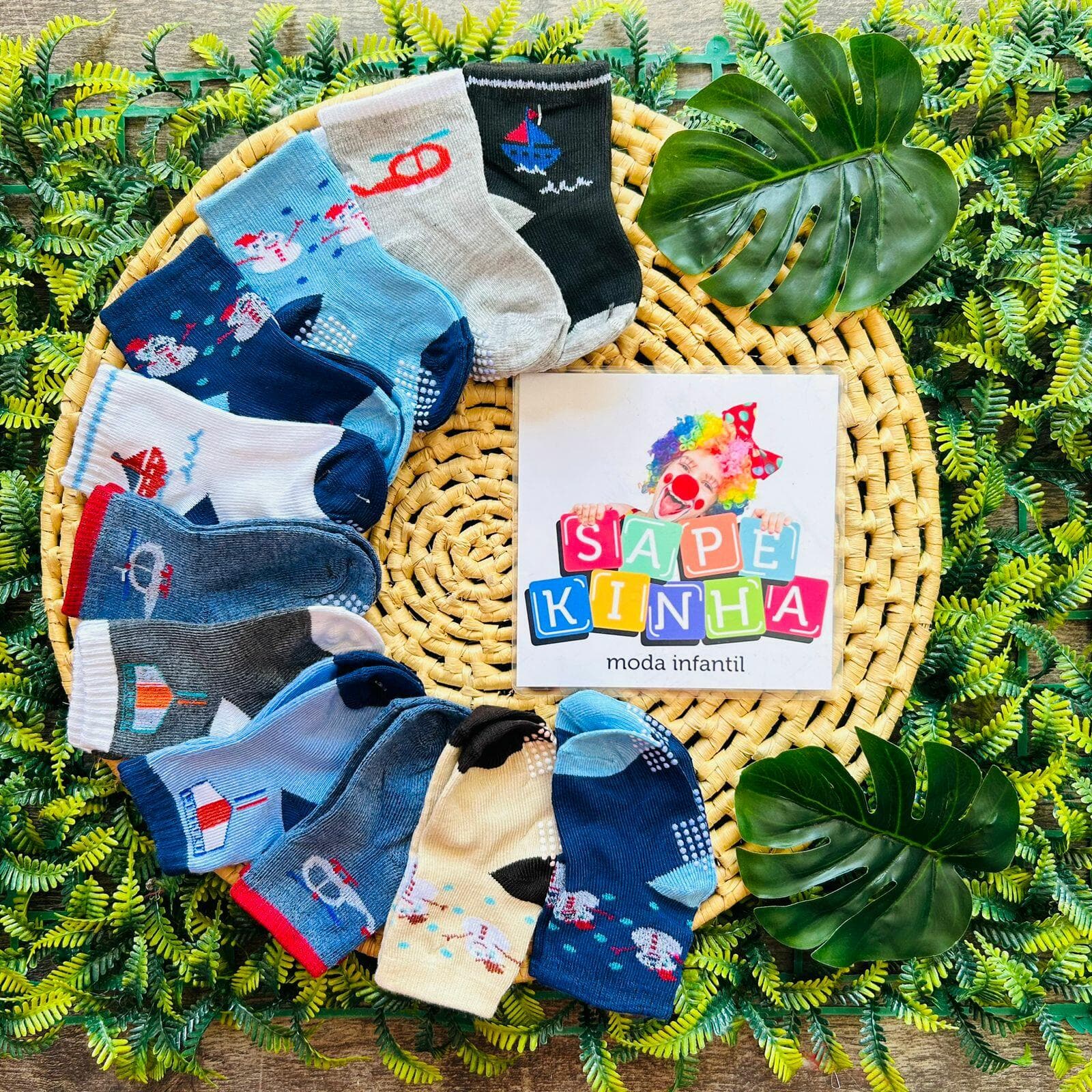 Kit de Meia 12 Pares Bebê Infantil Menino, cor Sortido Menino
